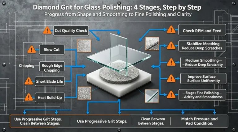 Diamond grit for glass polishing stages