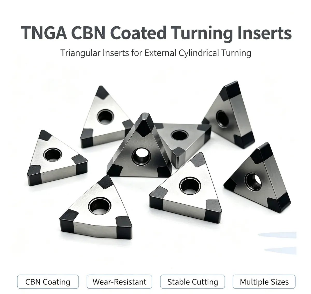 Triangle CBN Coated TNGA Insert for External Turning (RL-0987)