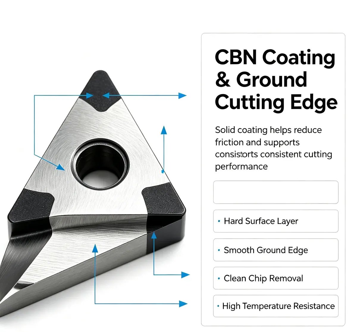 Triangle CBN Coated TNGA Insert for External Turning (RL-0987) - view 2