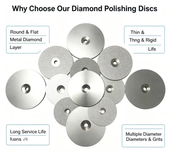 不锈钢金刚石打磨圆盘6 Electroplated Diamond Abrasive Disc 1-10 mm for Lapidary Gem Grinding (High Hardness)