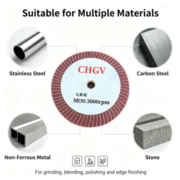 无纺布氧化铝轮毂4 Non-Woven Aluminium Oxide Flap Wheel 200x25 mm Red 320-400# for Stainless Steel