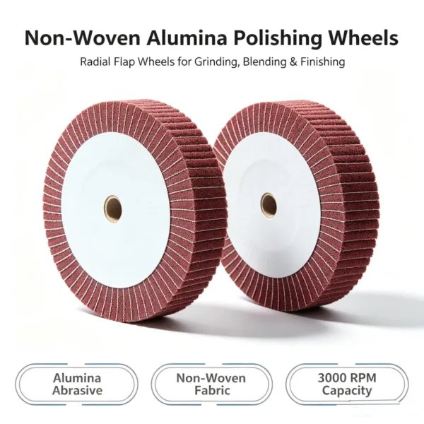 无纺布氧化铝轮毂8 Non-Woven Aluminium Oxide Flap Wheel 200x25 mm Red 320-400# for Stainless Steel