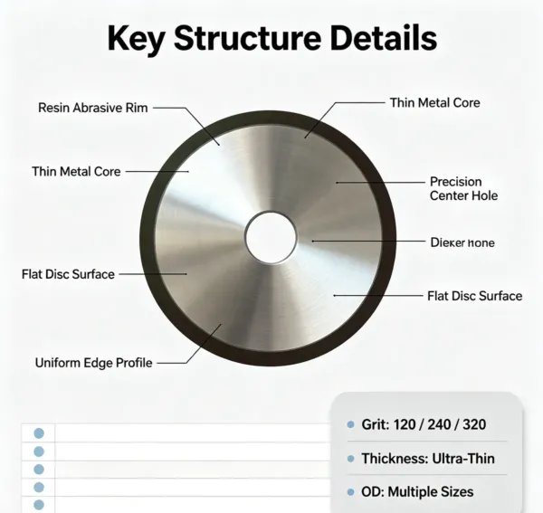 树脂结合剂超薄金刚石切割片7 Medium Hardness Resin Bond Ultra-Thin Diamond Cutting Disc 3.0 mm