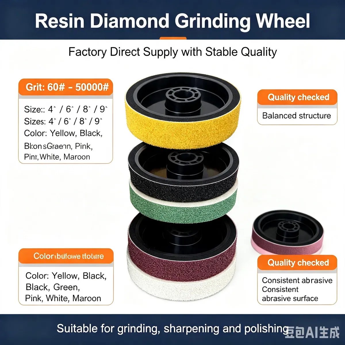 Resin Diamond Burr Grinding Wheel (Deburring) - Product shot 2