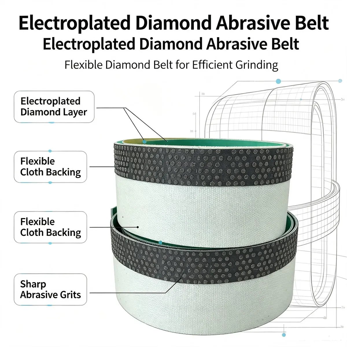 Zirconia Reinforced Electroplated Diamond Sanding Belt 1 mm for Metal and Wood - view 1