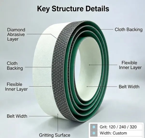 Zirconia Reinforced Electroplated Diamond Sanding Belt 1 mm for Metal and Wood