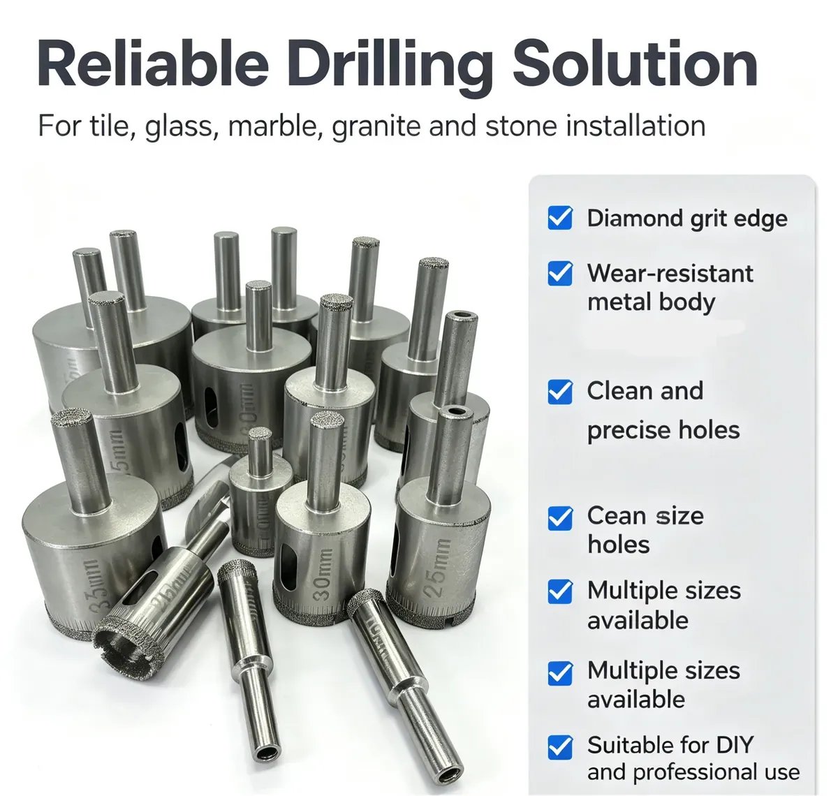 Hollow Core Diamond Drill Bit Set for Glass and Ceramic (2-19 mm) - view 9