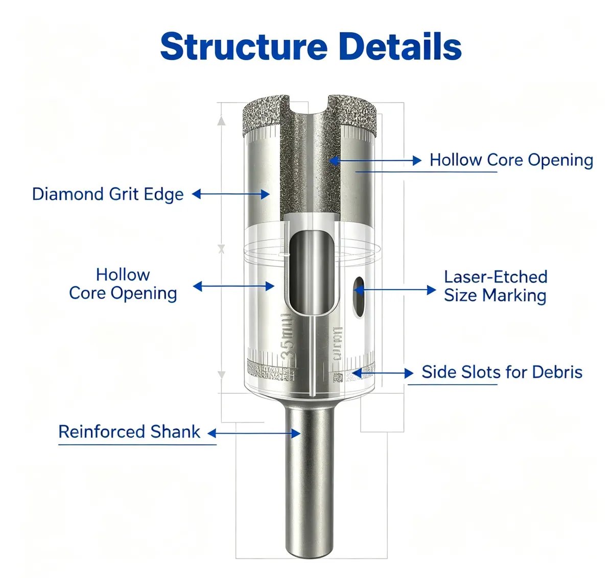 Hollow Core Diamond Drill Bit Set for Glass and Ceramic (2-19 mm) - view 2