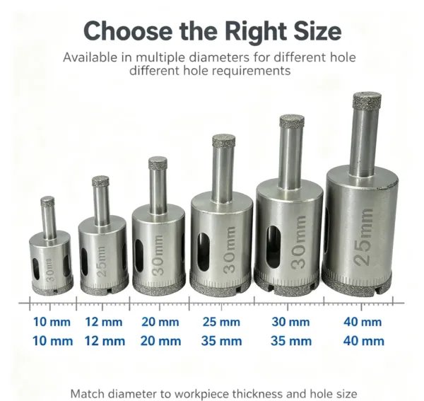 硬件金刚石钻头6 Hollow Core Diamond Drill Bit Set for Glass and Ceramic (2-19 mm)
