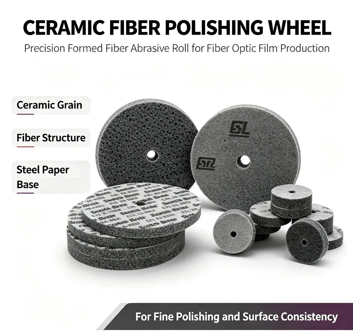 Ceramic Particle Precision-Molded Fiber Abrasive Roll (60#-3000#) - view 2