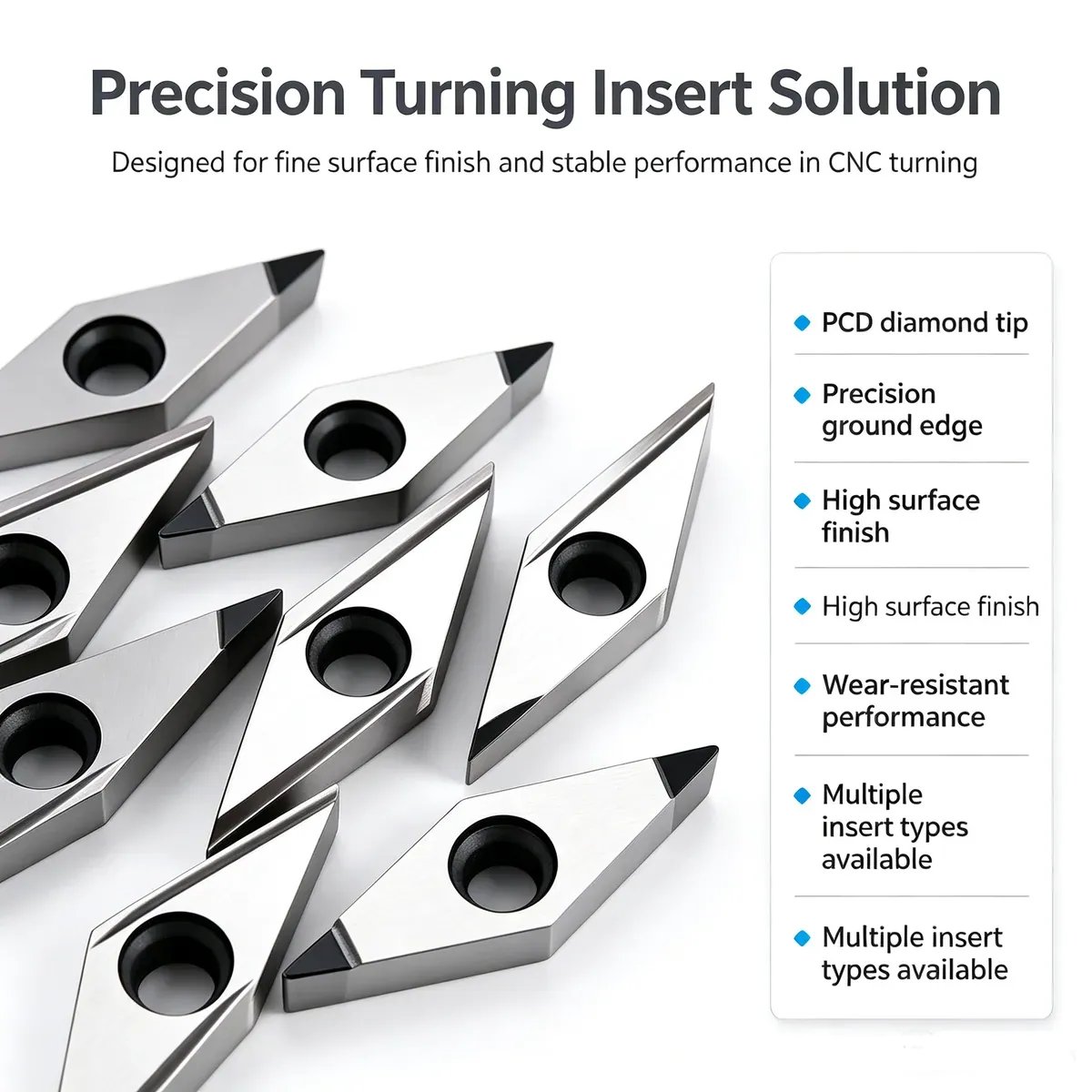 PCD Diamond Rhombus CNC Turning Insert (APKT / SEHT / VCGW Series) - view 10