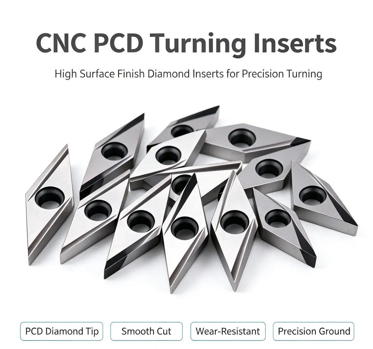 PCD Diamond Rhombus CNC Turning Insert (APKT / SEHT / VCGW Series) - view 2