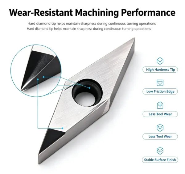 PCD Diamond Rhombus CNC Turning Insert (APKT / SEHT / VCGW Series)