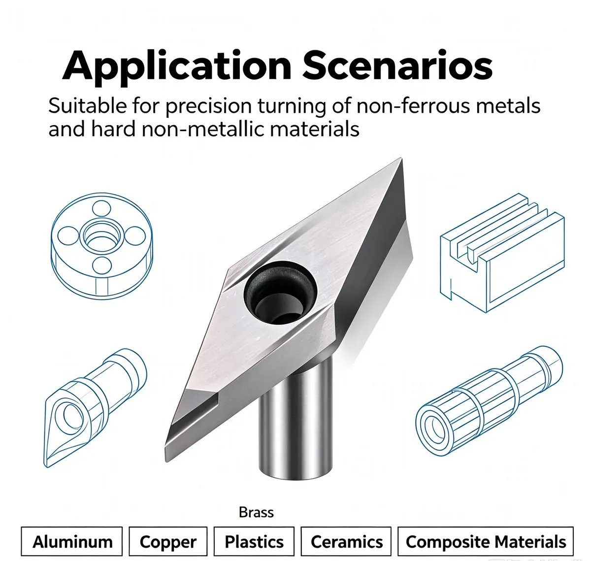 PCD Diamond Rhombus CNC Turning Insert (APKT / SEHT / VCGW Series) - view 5