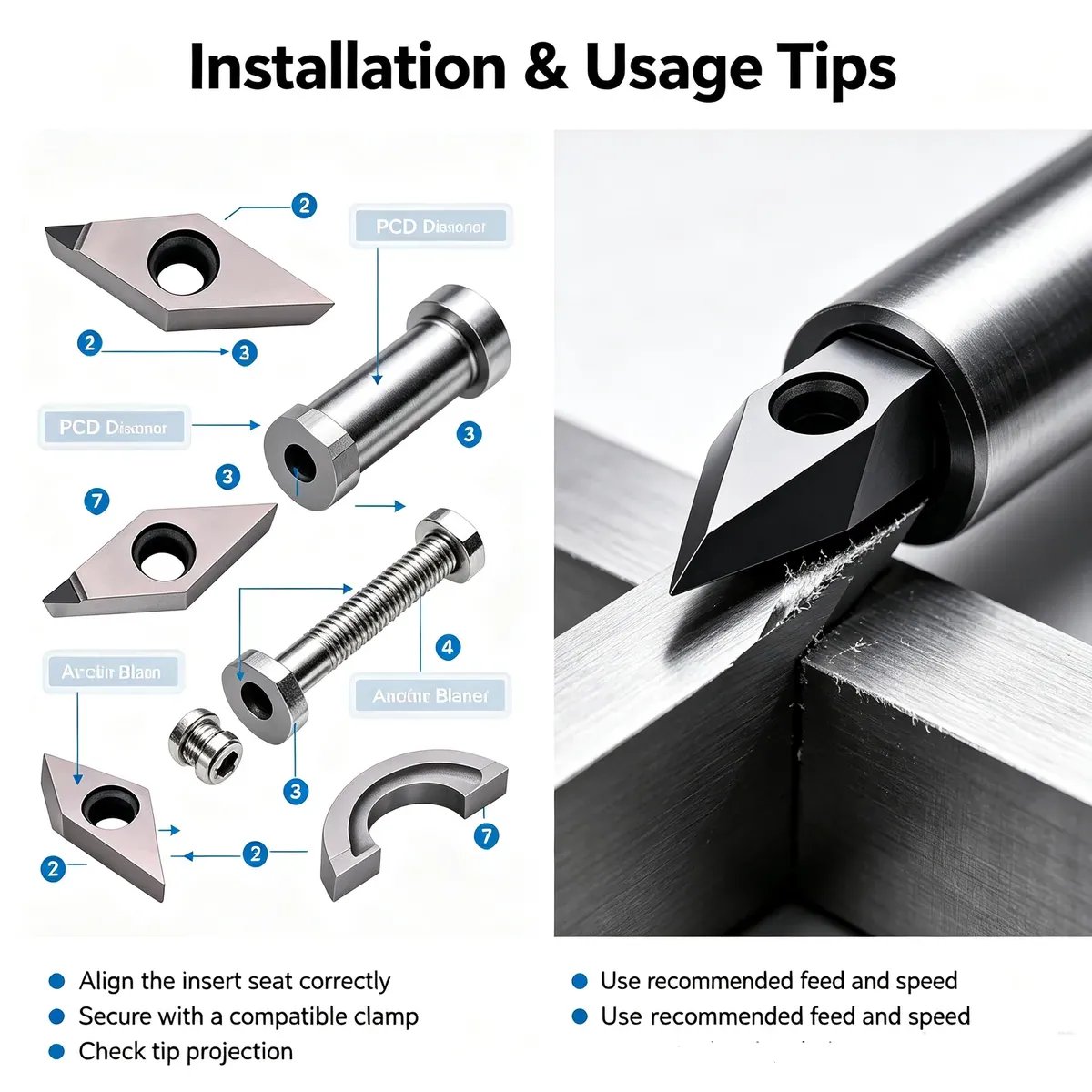 PCD Diamond Rhombus CNC Turning Insert (APKT / SEHT / VCGW Series) - view 8
