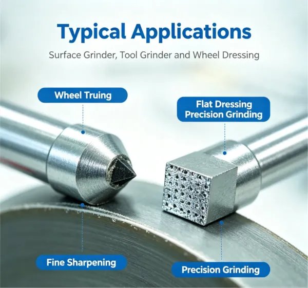 Diamond Dressing Tool for CNC Lathe Grinding Wheel (PVD/CVD, 90-95 HRC)