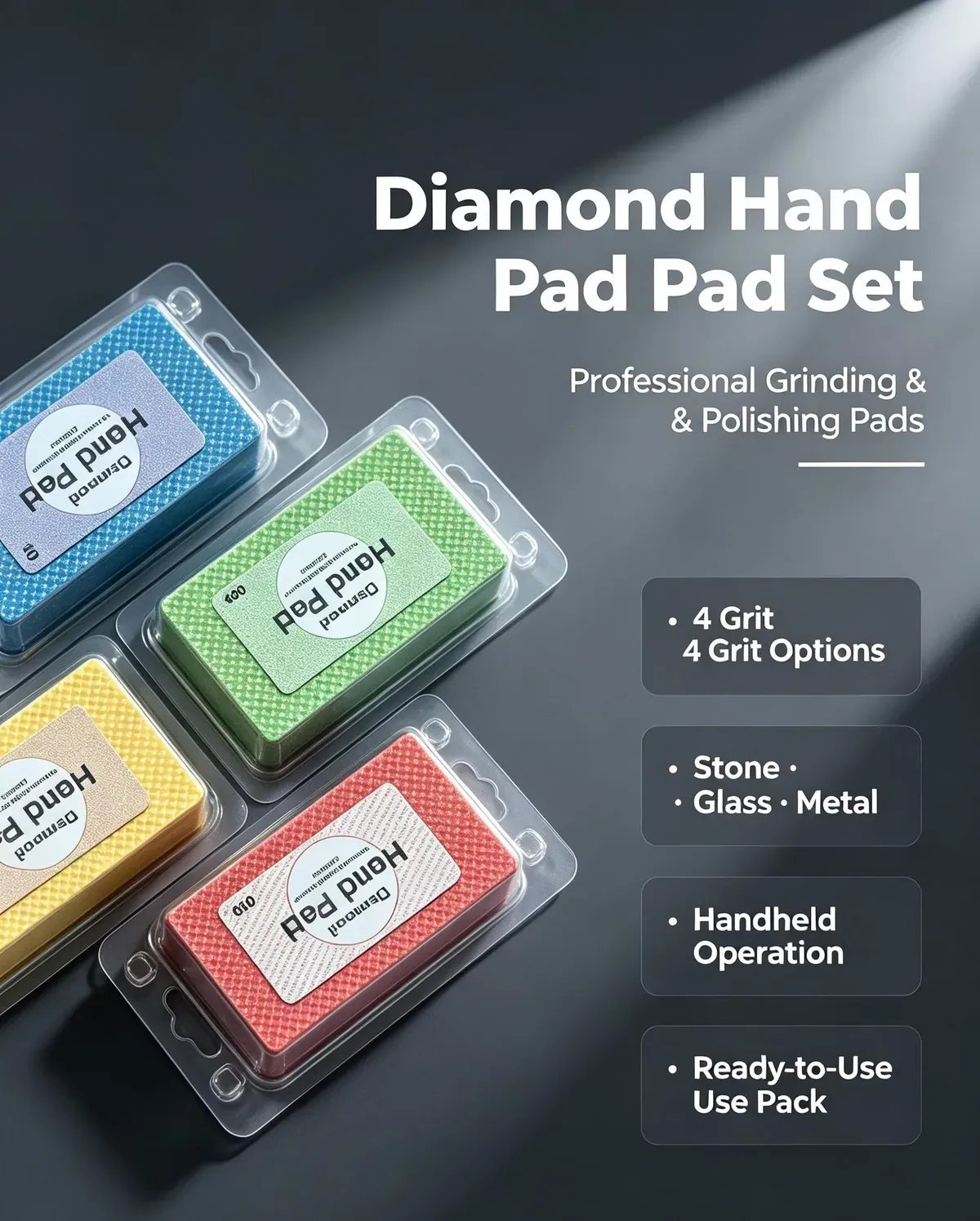 Square Diamond Hand Polishing Block (4-Piece Set)