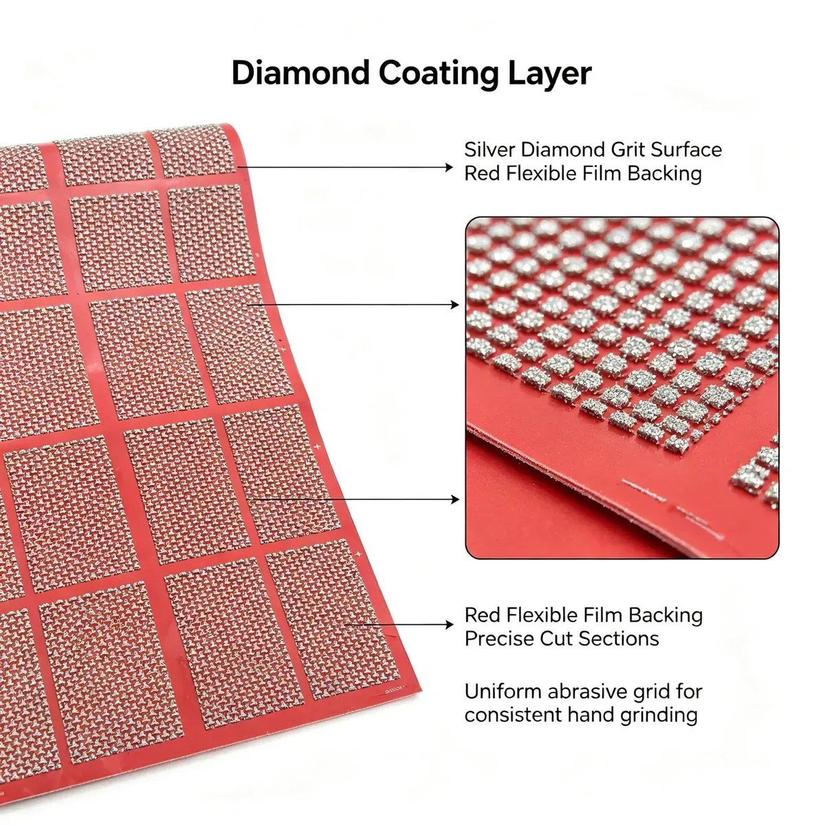 Electroplated Diamond Hand Pad with Replaceable Hook and Loop Backing - view 2