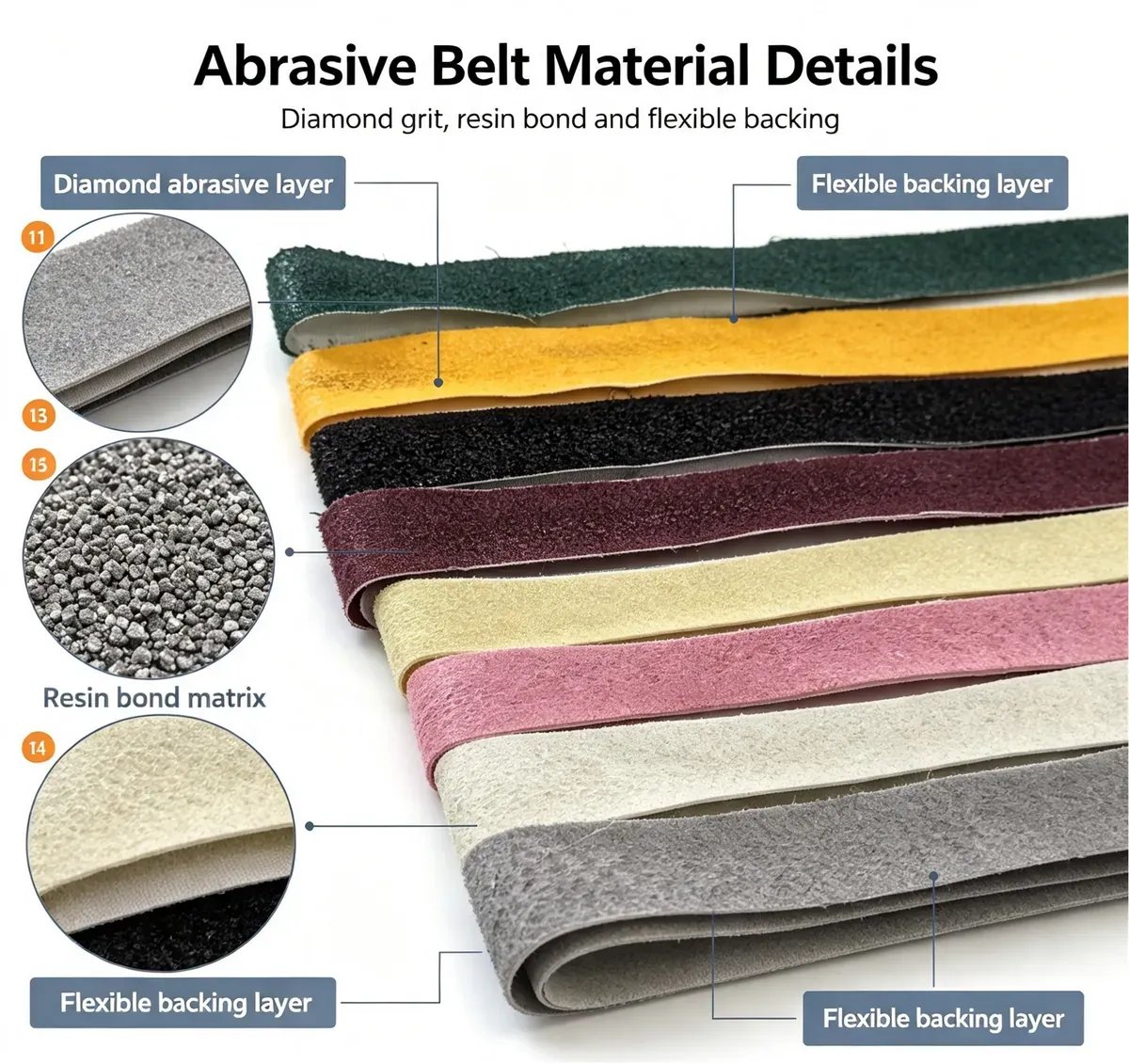 Square Resin Diamond Abrasive Grinding Belt - Product shot 1