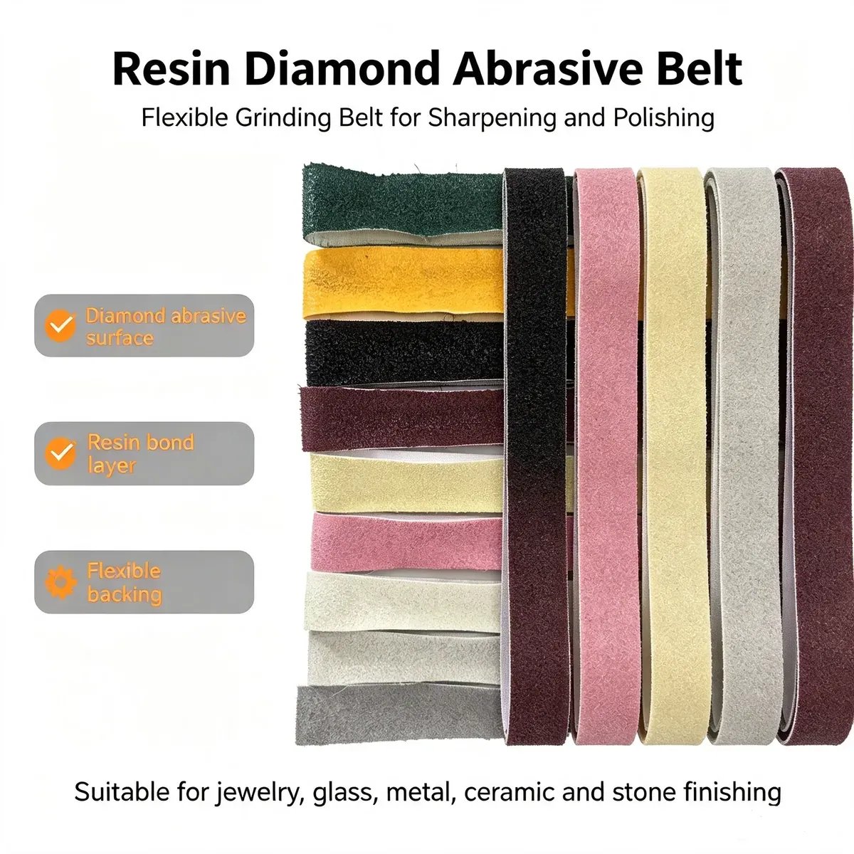 Square Resin Diamond Abrasive Grinding Belt - Product shot 2