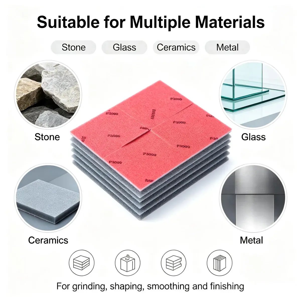 Foam Sanding Pad 70x100x5 mm 360 Grit Hook and Loop Sponge Sandpaper - view 3
