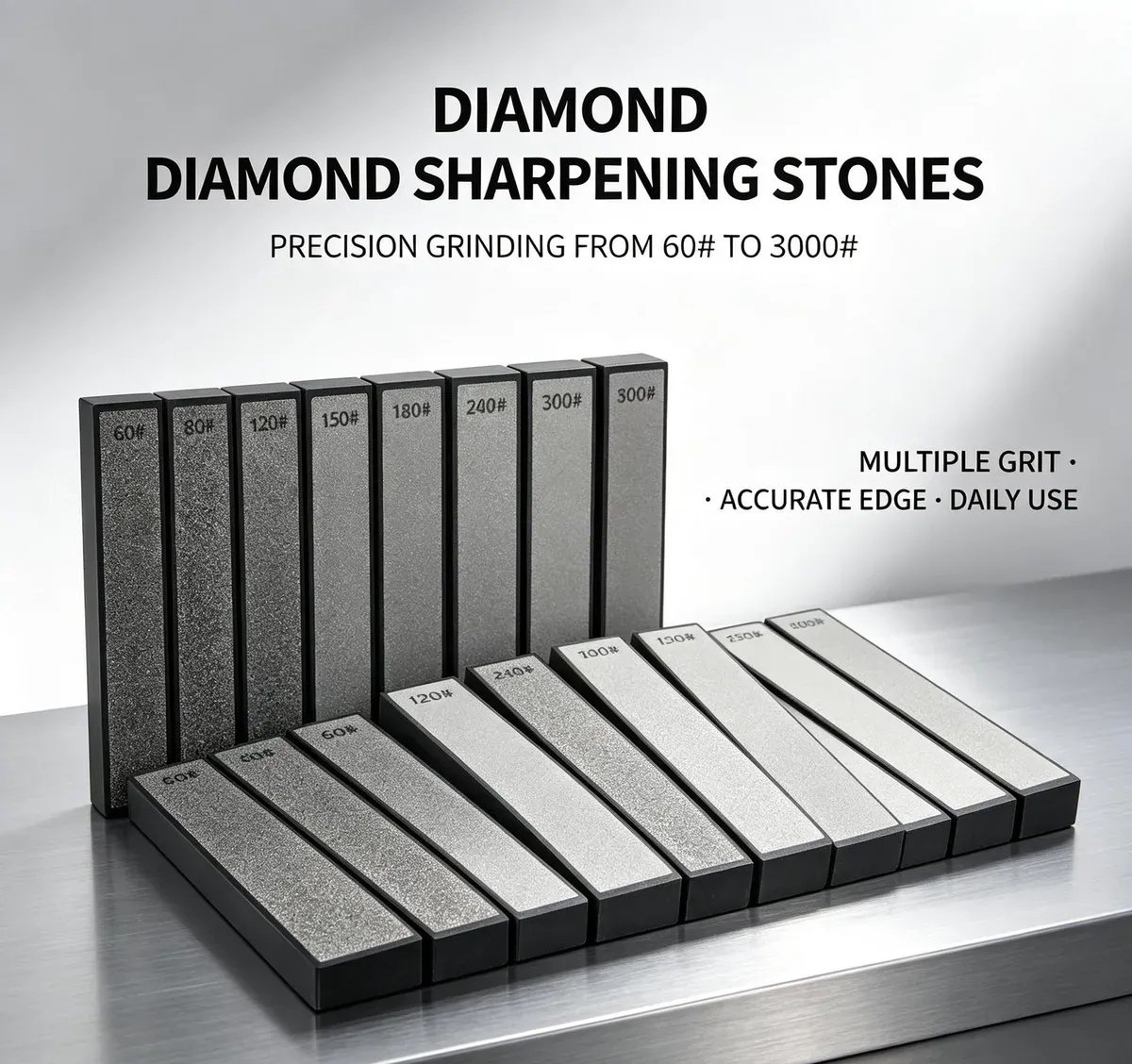 Diamond Multi-Grain Sharpening Stone 160 x 22 x 7 mm (80-3000 PPI) - view 2