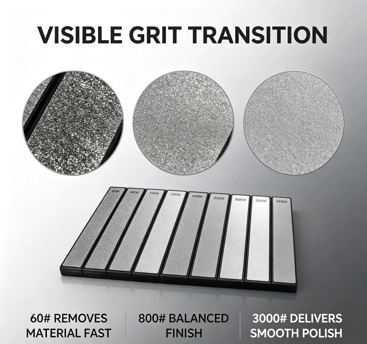 Diamond Multi-Grain Sharpening Stone 160 x 22 x 7 mm (80-3000 PPI) - view 4