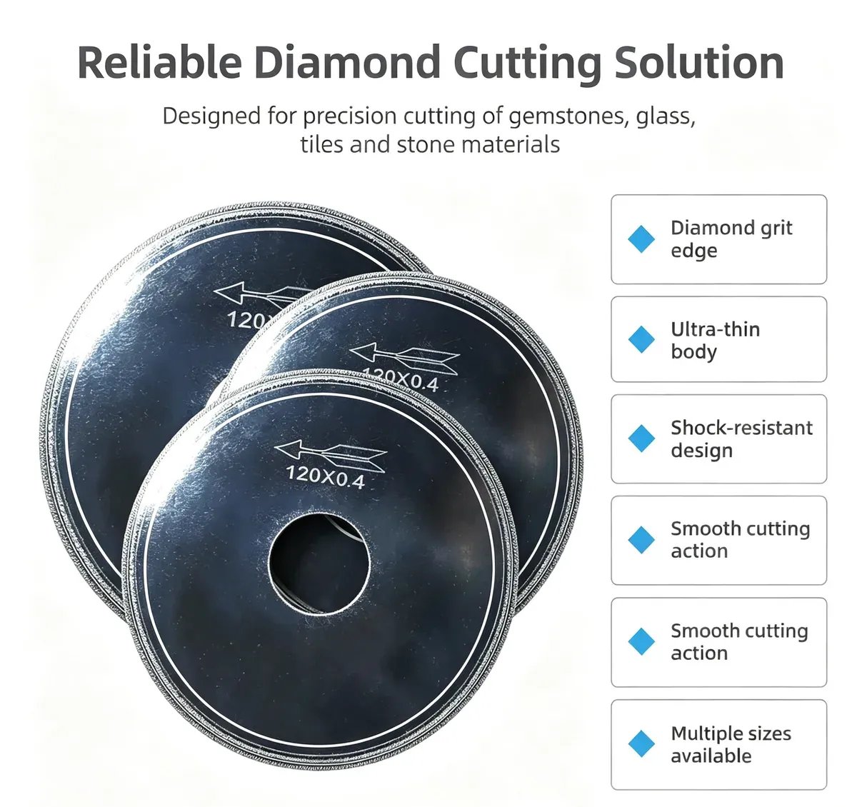 Ultra-Thin Diamond Saw Blade 0.1-0.6 mm for Gem, Jade and Semiconductor