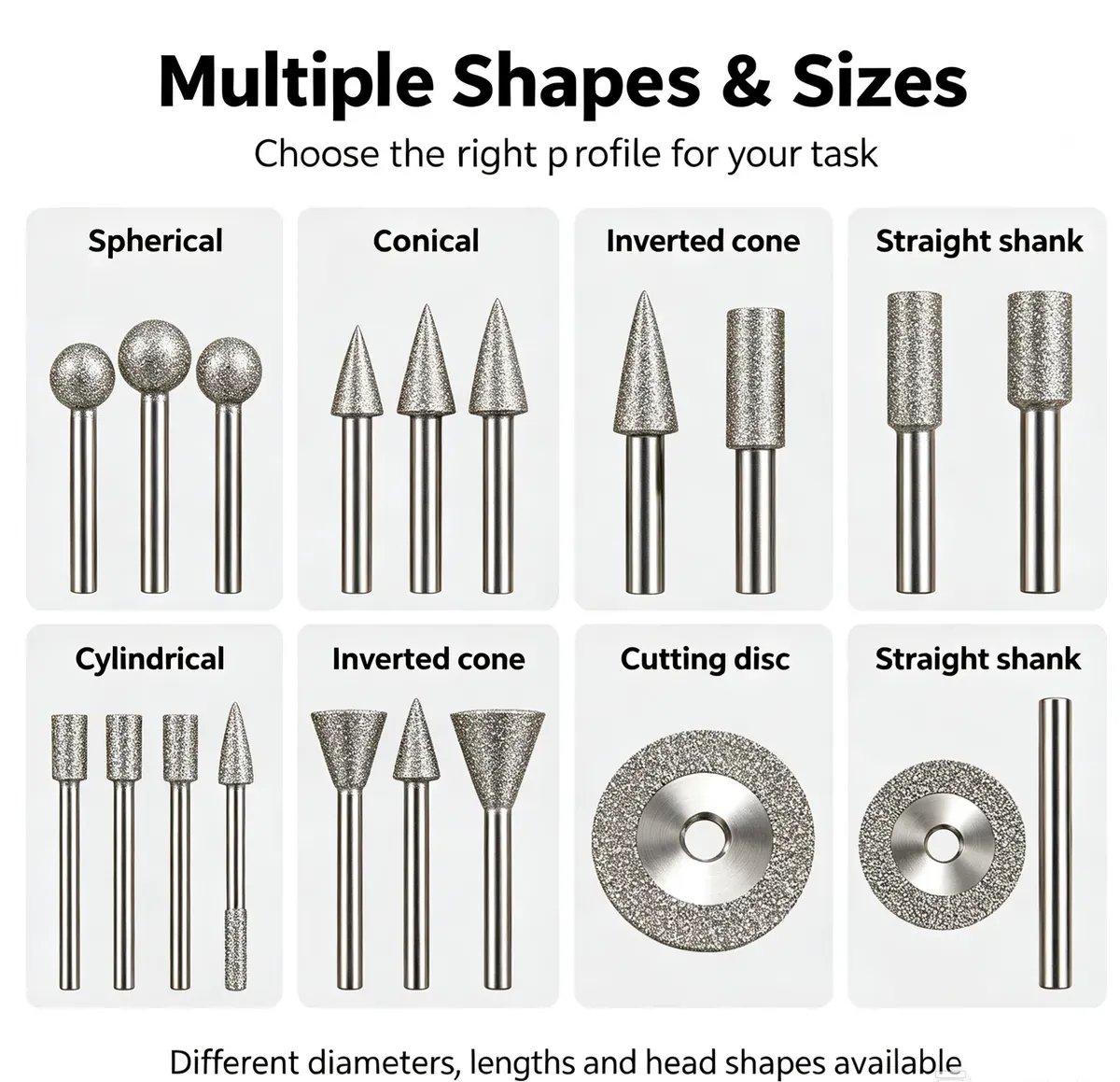 Diamond Nail Drill Bit Set for Glass and Ceramic Cutting (2-19 mm)