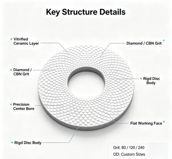 陶瓷结合剂金刚石CBN磨盘1 Ceramic Bonded Diamond CBN Grinding Disc for Deburring and Gem Cutting